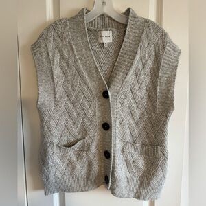 Pink Rose Textured Gray Buttoned Vest